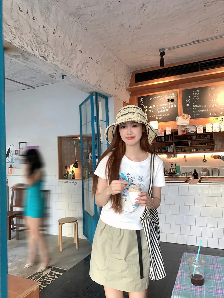 

Юбка-трапеция с высокой талией, базовая фирменная повседневная универсальная джинсовая юбка для похудения, длина, смесь хлопка из полиэстера