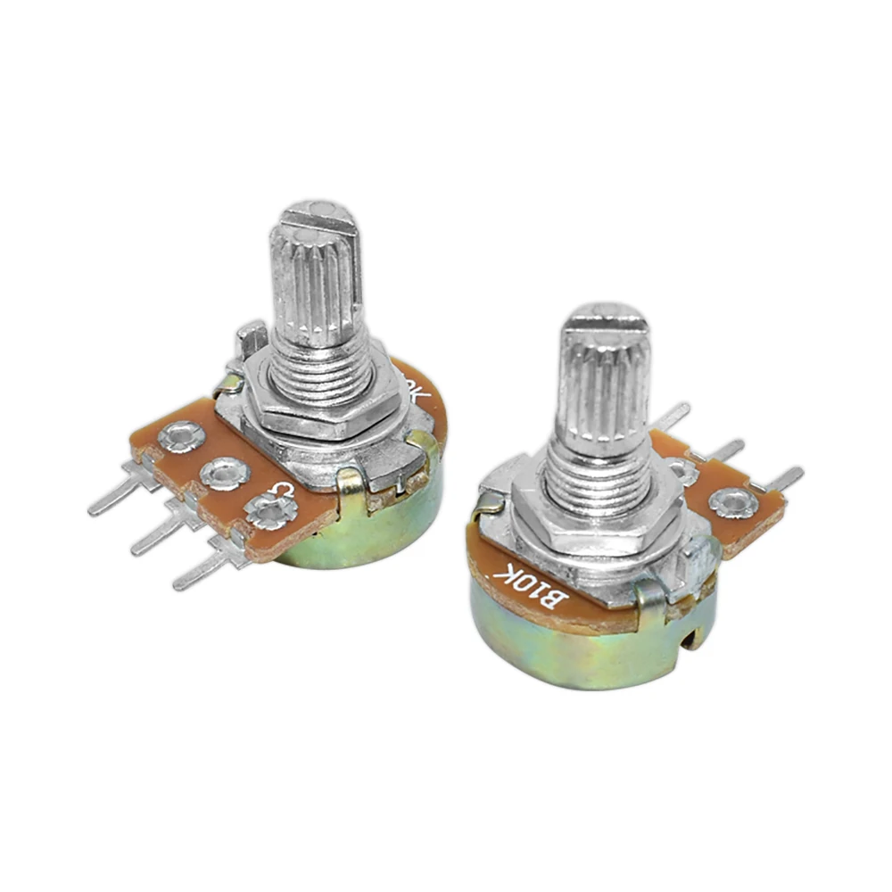 10PCS WH148 Linear Potentiometer B1K B2K B5K B10K B20K B50K B100K B250K B500K B1M 15mm Shaft With Nuts Washers 3pin WH148