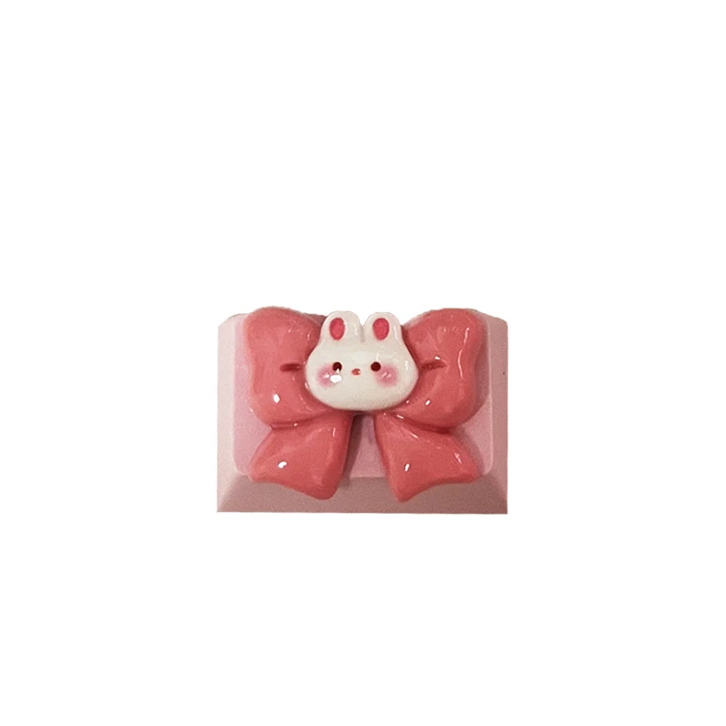 Cute TAB Keycaps Pink Rabbit Bow Mechanical Keyboard Keycaps Enter Supplementary Color Cloud Keycaps Keyboard Accessories Gift