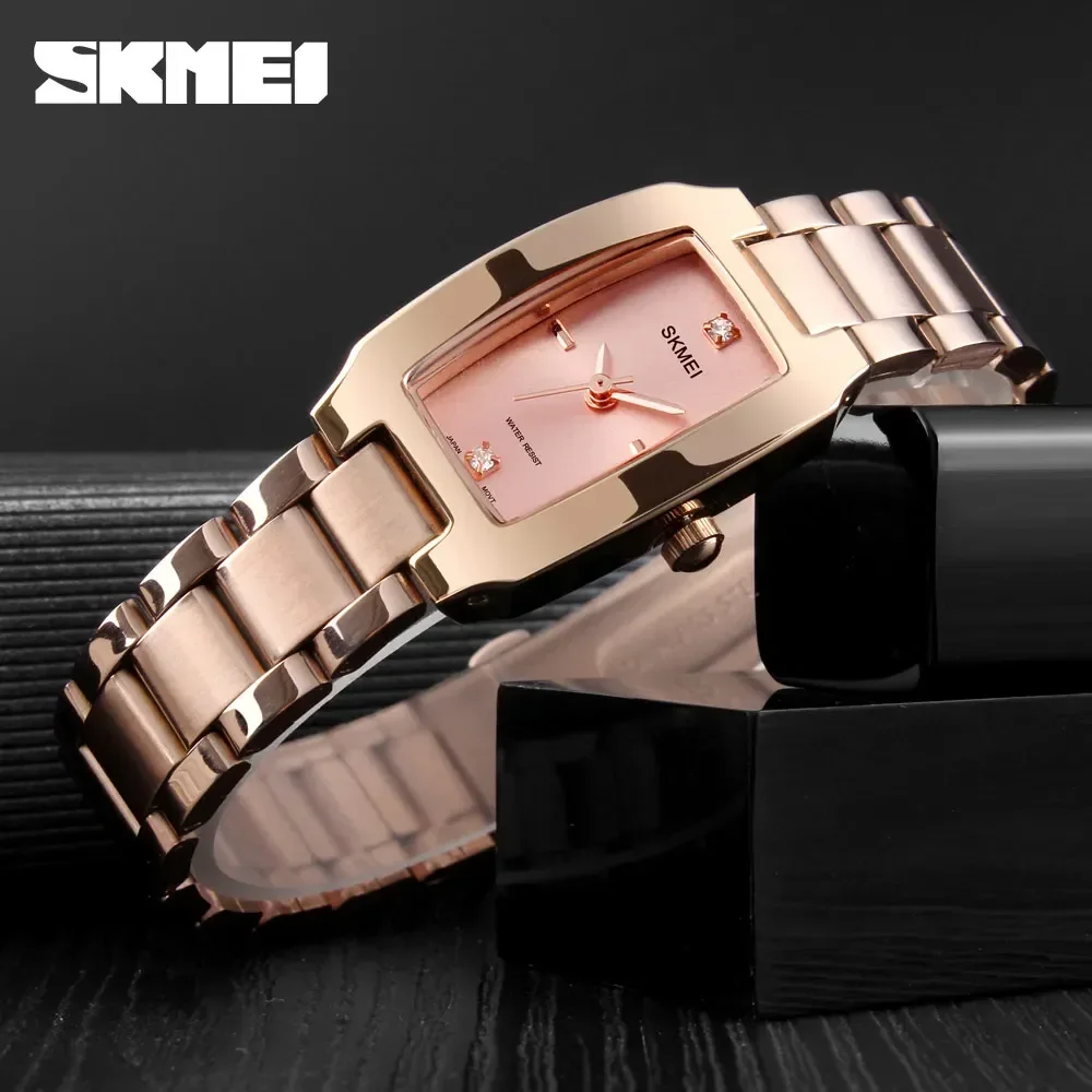 Skmei 1400 Ladies Casual Dress Luxury Silver Ladies Rhinestone Waterproof Relogio Feminino Quartz Watch Fashion Thin Watches