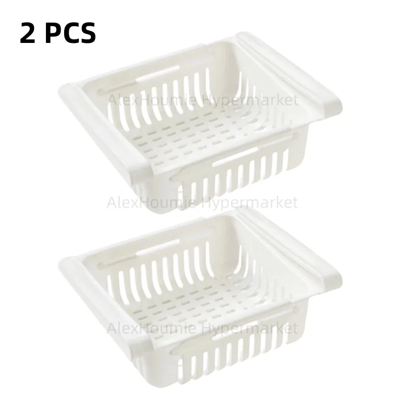 

2 Packs Refrigerator Hanging Drawer Organizer Retractable Drawer Refrigerator Storage Box Pull Out Storage Box Sliding Shelves