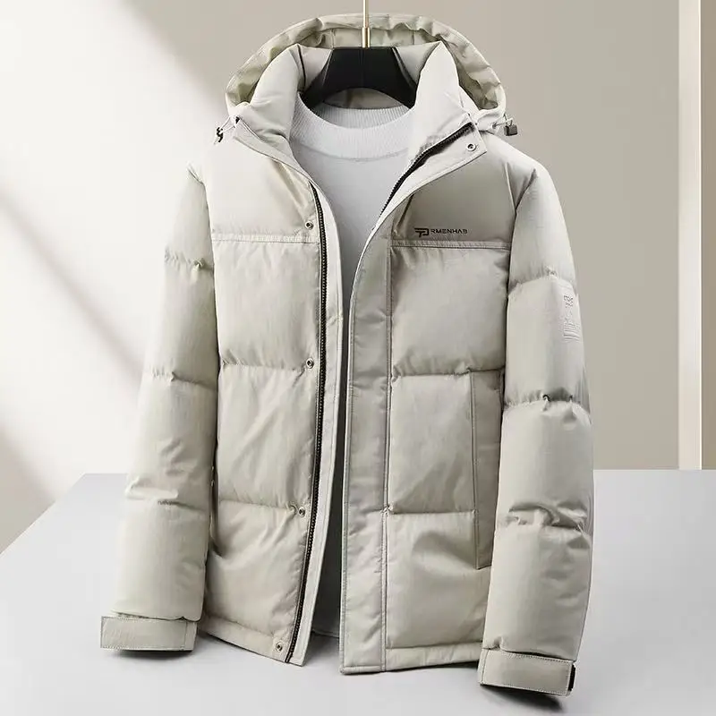 2025 Winter New Men's Hooded Down Jacket with White Duck Down Content of 90% Thickened Warm Quality Trendy Down Jacket