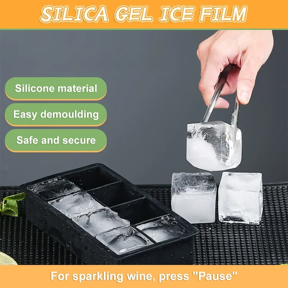 Ice Making Mold with Cover Silicone Ice Cube Foreign Wine Square Ice Hockey Model Ice Box Bar Whisky Ice Cube Kitchen Tools