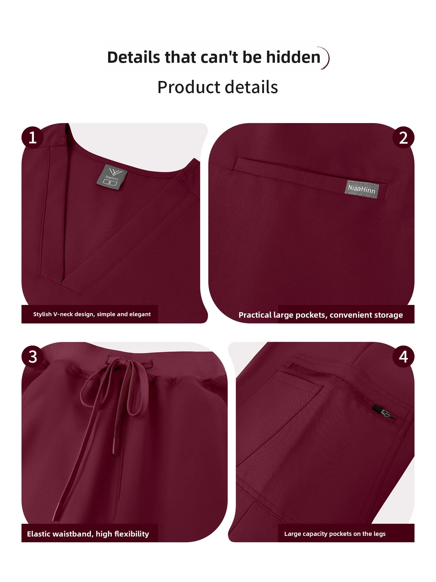 Comfortable Two-Piece Nurse Uniform Set Women's Beauty Salon Workwear Multiple Pockets Practical Hand Washing Clothing