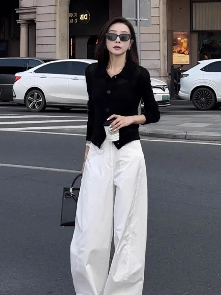 Cárdigan abierto largo de punto cómodo, Color puro, diseño de un solo botón, Top moderno para ir al trabajo, primavera 2021, Sle coreano