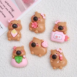 20pcs New Resin Animal Capybara Flatback Cabochons for Scrapbooking Craft Making Cute Cartoon Anime Resin Flatbacks Accessory