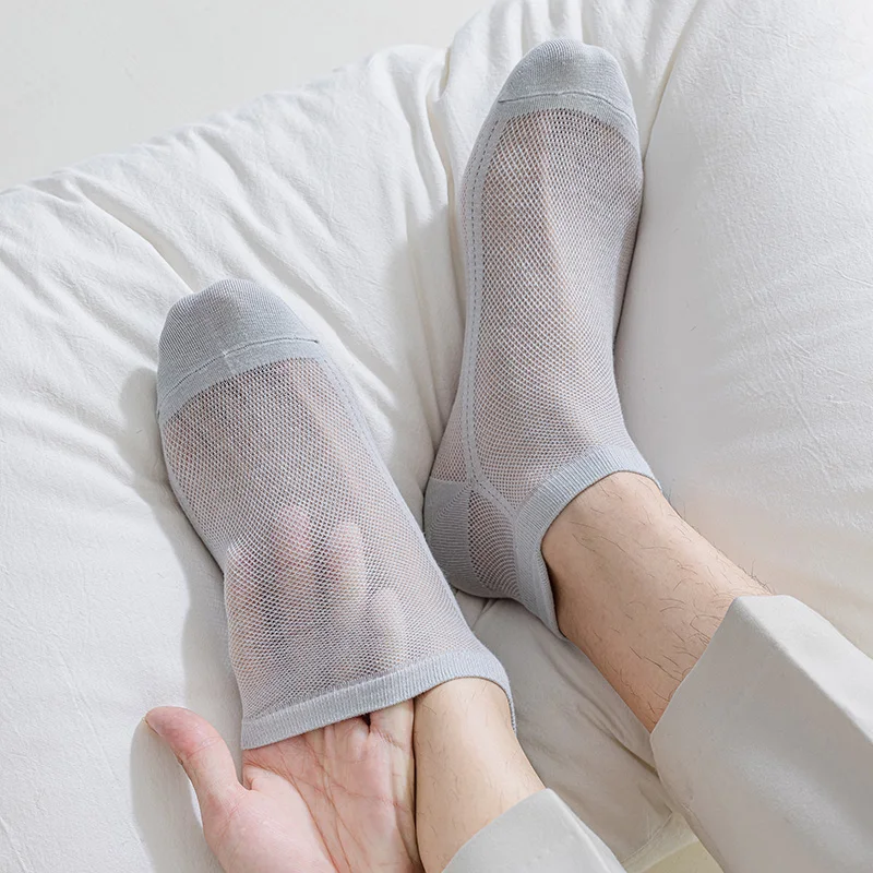 5Pairs Summer Men's Socks Breathable Solid Color High Quality Sweat-absorbing Low Cut Casual Sock Soft Comfortable Sports Sox