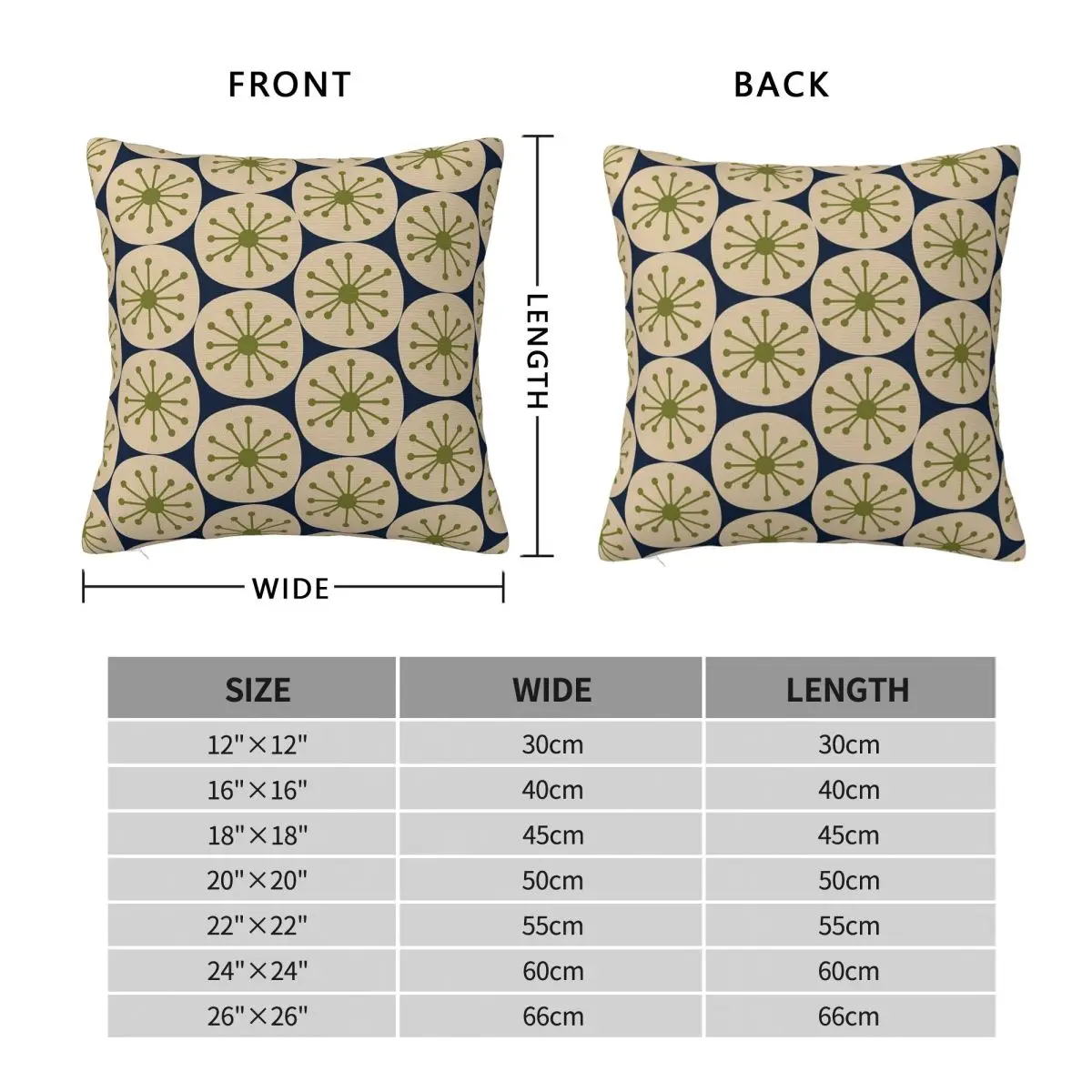 Atomic Dots Olive Green Beige Navy Pillowcase Polyester Linen Velvet Printed Zip Decorative Pillow Case Home Cushion Cover