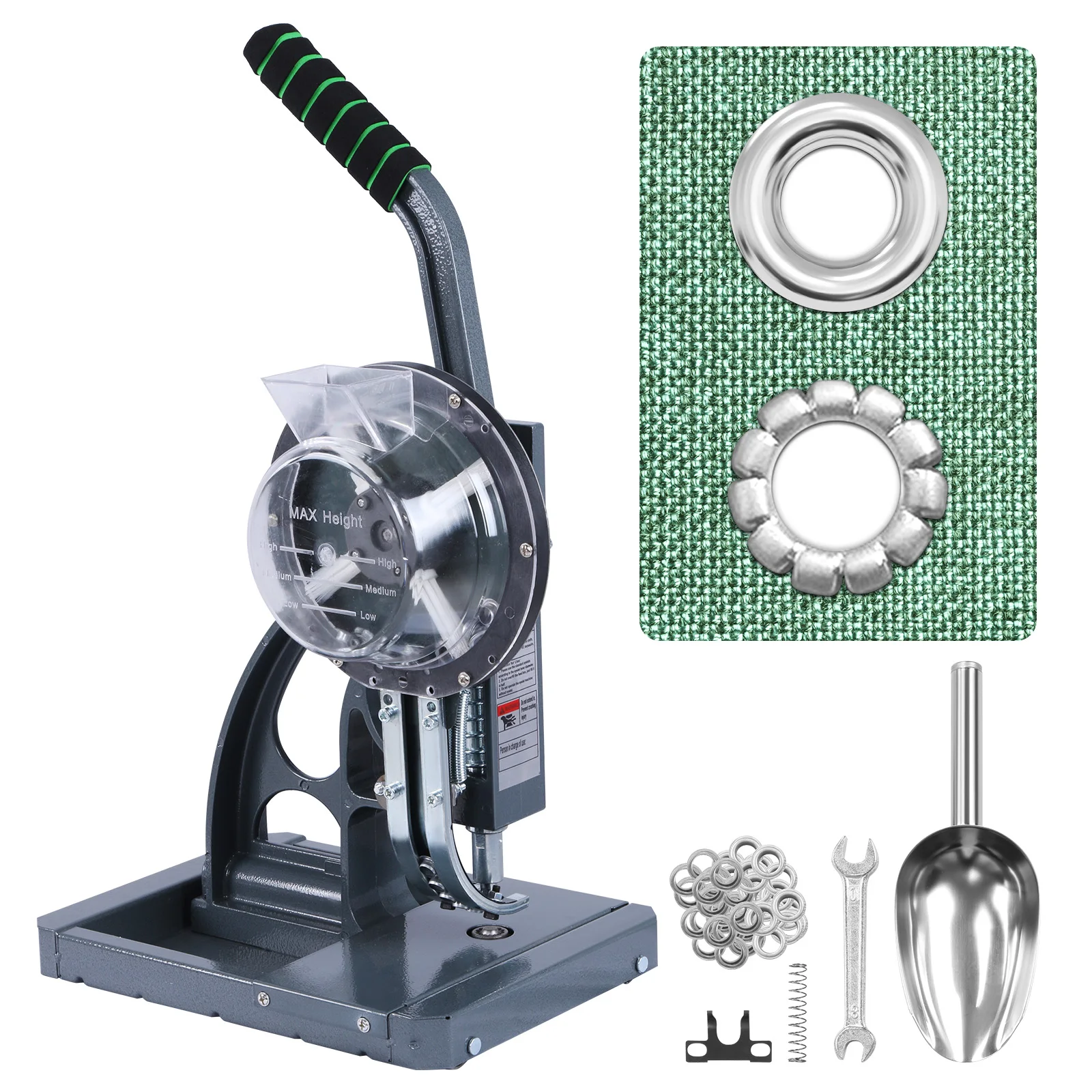 

Semi-Automatic Eyelet Grommet Machine with 5000Pcs Metal Eyelets Eyelet Punch Tool 10mm for Fabric Leather Banners DIY Projects