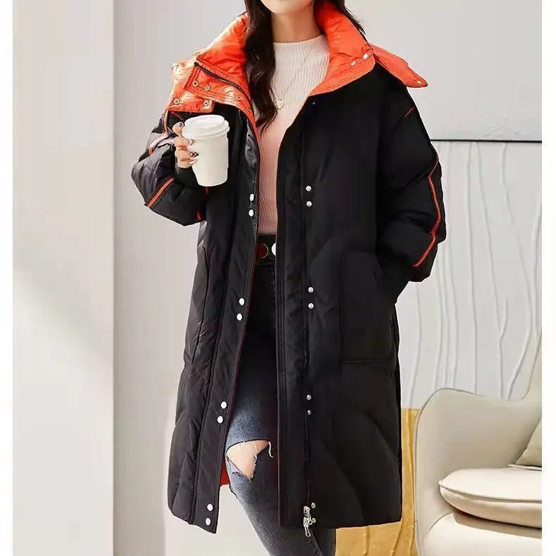 New White Duck Down Jacket Hot Style Over-the-knee Long Double-sided Wear Thick Warm Down Jacket