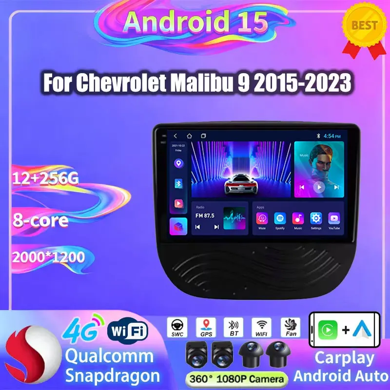 Android 15 para Chevrolet Malibu XL 2016 2017 2018, Carplay Auto, Pantalla 2K, Radio para Auto, Reproductor Multimedia, Autoradio Estéreo, Snapdragon