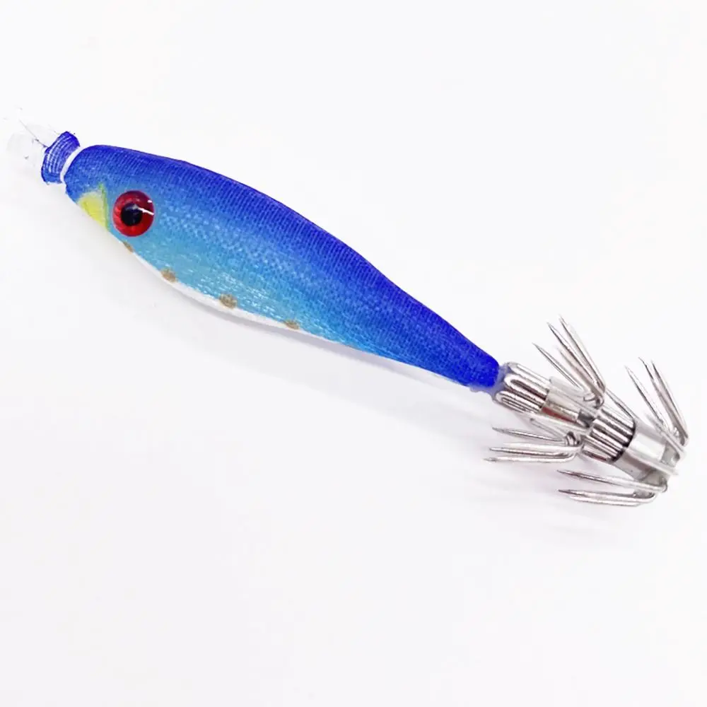 2 señuelos luminosos de 68 mm y 4 g con forma de camarón de madera realista, anzuelos para calamar, aparejos de pesca, cebo para pulpo