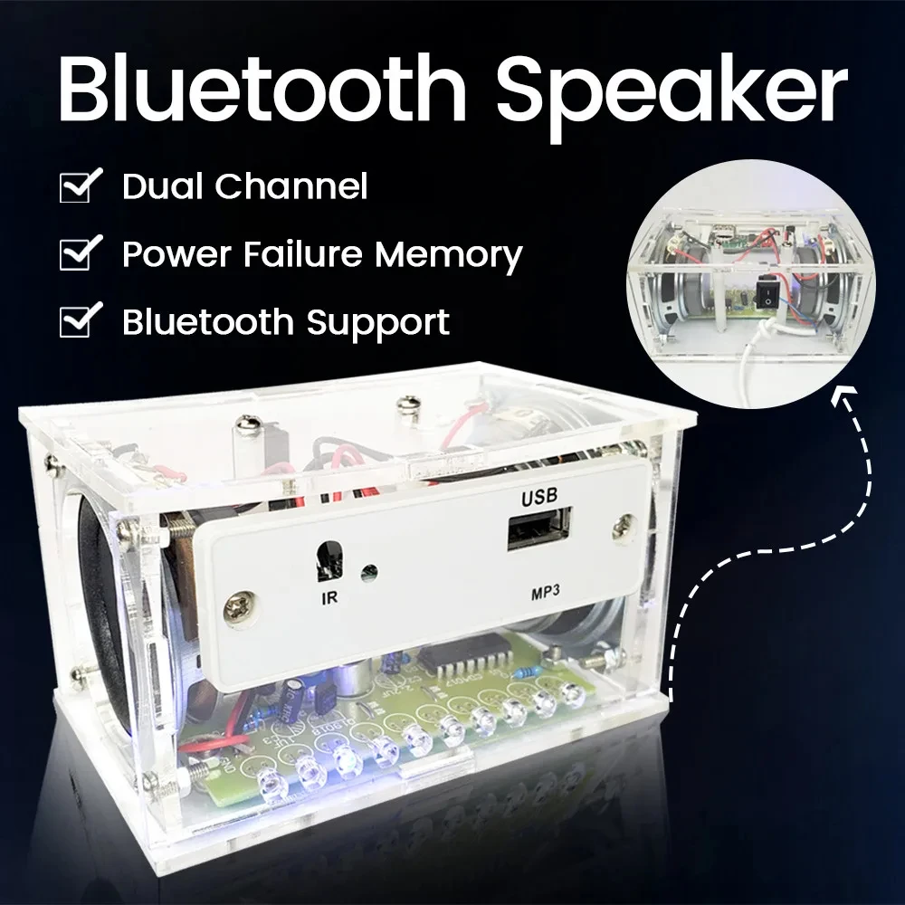 Electronics DIY Soldering Project Practice Solder Assembly DIY Electronic Kit Component  DIY Bluetooth Speaker Kit 2*3W Speakers