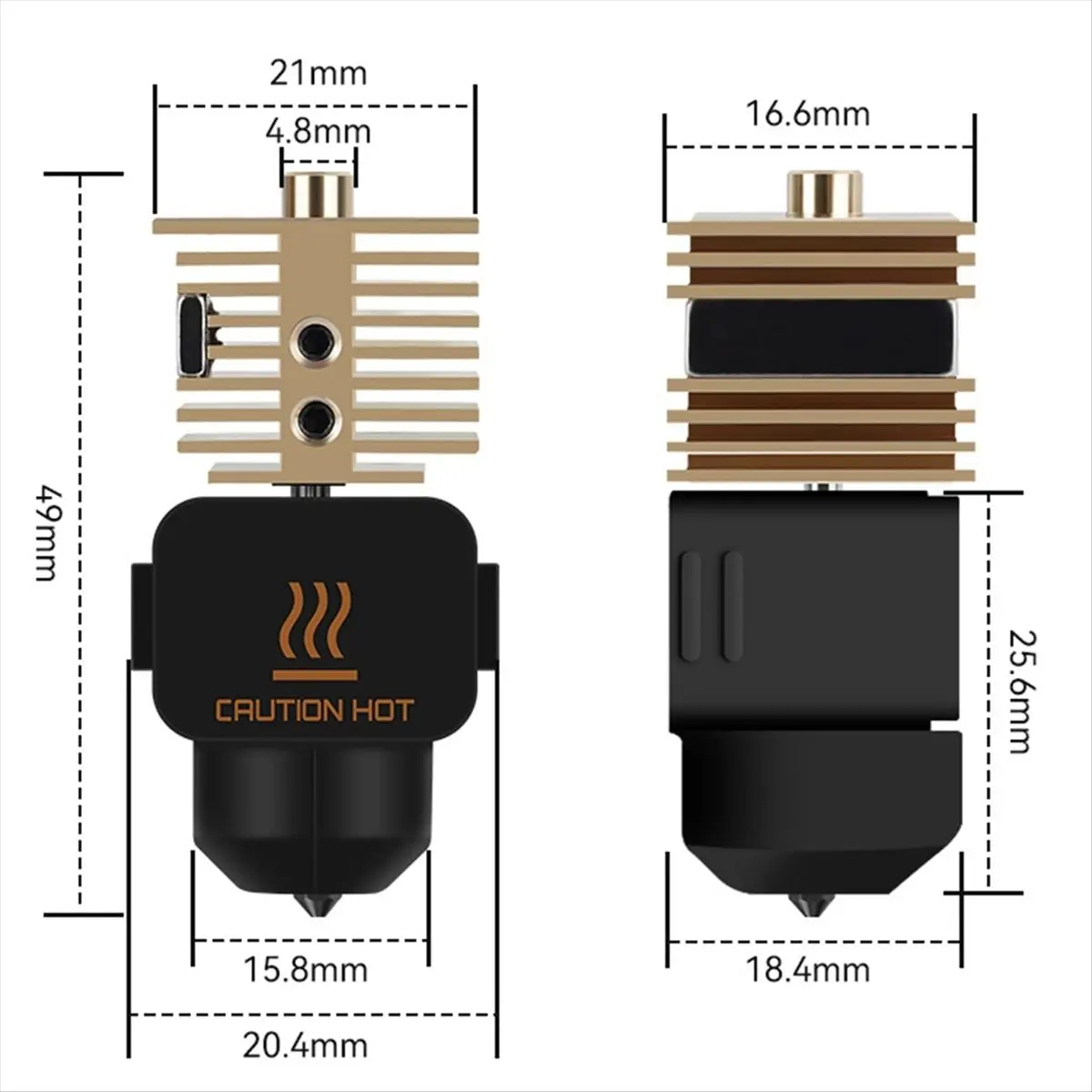 Upgraded Hotend Kit for A1/A1 Mini Hardened Steel Nozzle, Brass Heat Sink, Enhanced 3D Printer Performance-BCBW