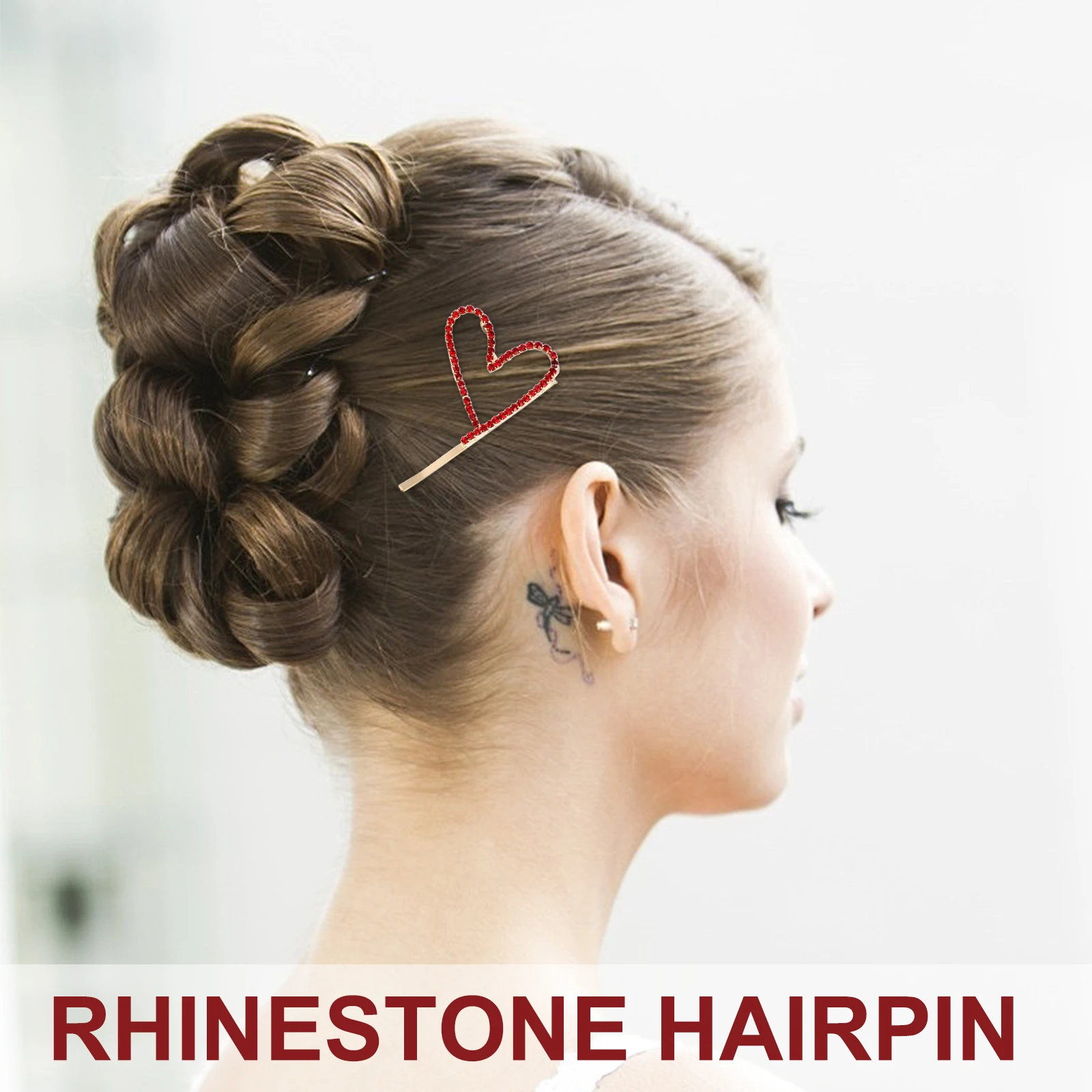 

2Pcs Heart Shaped Alloy Barrette Rhinestone Hair Clips for Girls Fashion Accessories Elegant Wedding Party Hairpins