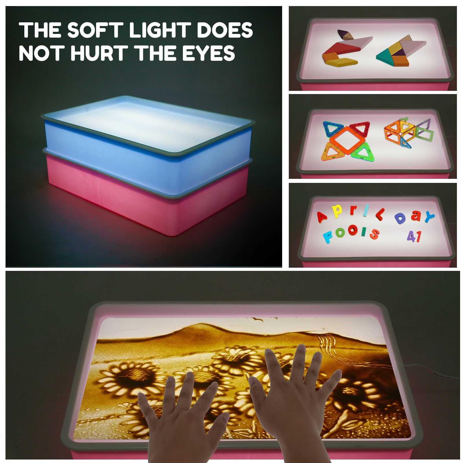 Sand Painting Light Box DIY Kids Creative Sand Painting Table Kinetic Art LED Mini Sand Light Art Table Kids Holiday Gifts