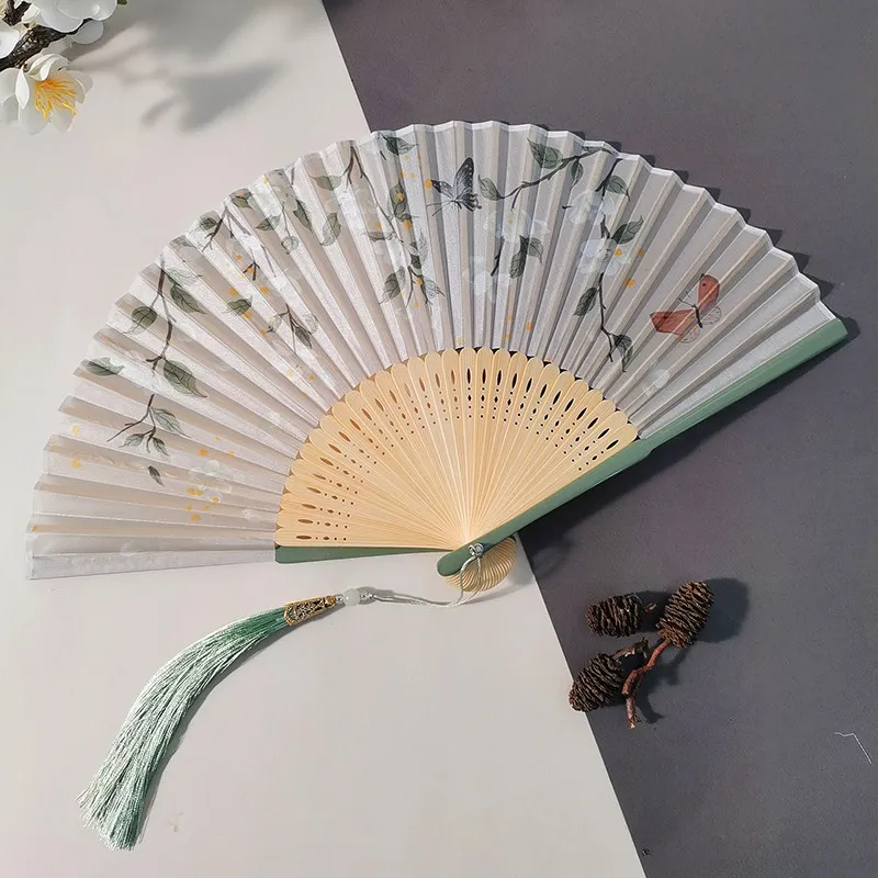 Portable Folding Bamboo Fan Lightweight Small Handheld Summer Cooling Daily Fan for Women Cheongsam Style Chinese Style Gift