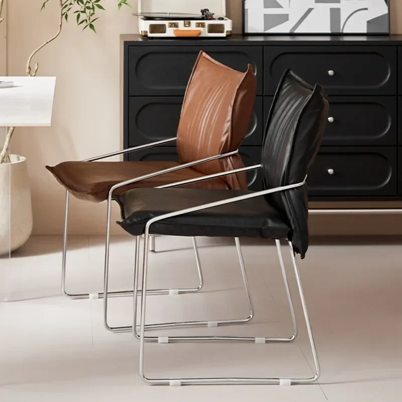 Italian Minimalist Dining Stool Light Luxury Back Chair for Bedroom Comfortable Office Chair for Casual Sitting & Lounge Areas image 3