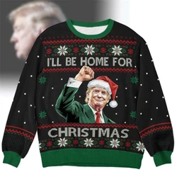 Otoño nuevo suéter de Navidad Donald Trump estampado 3D divertidas sudaderas de Navidad para mujeres ropa moda chándales de gran tamaño para niños