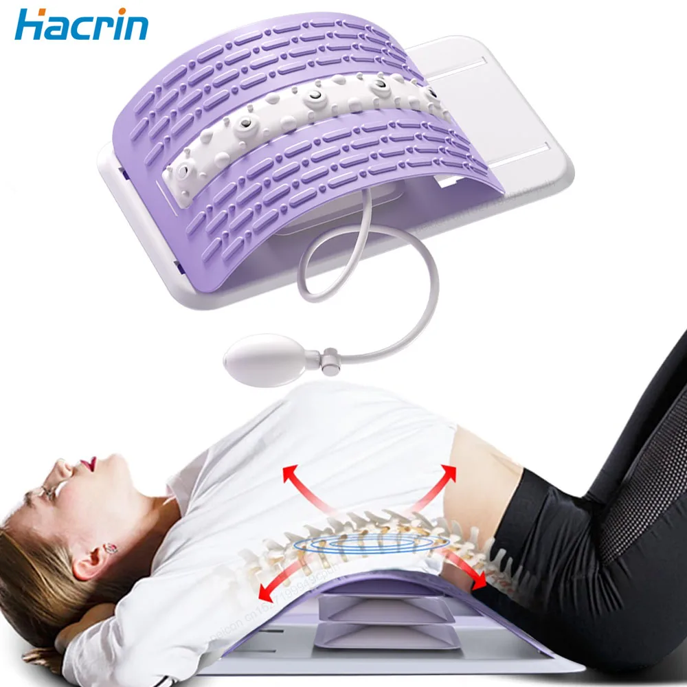 

Lumbar Stretcher Device Multi-Level Adjustable Back Stretcher Massager Waist Neck Fitness Lumbar Cervical Spine Support Massager