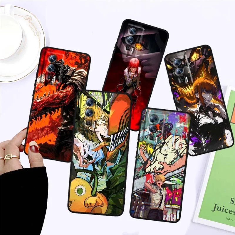 

C-Chainsaws Man Cartoon Phone Case For Xiaomi Redmi 12 13C 12C 13 10C 9T A2 9A 9C 7A Note 10S 8T 10 9 8 Pro 4G 5G Black