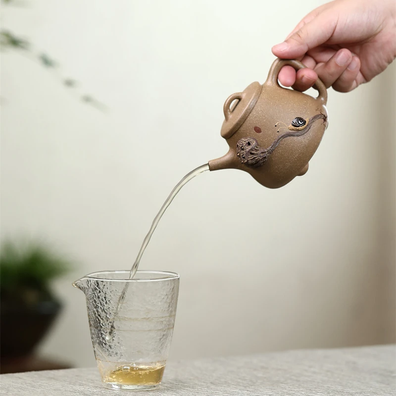 230ml Chinese Yixing Purple Clay Teapots Creative Handmade Lotus Seed Tea Pot Beauty Tea Infuser Kettle Tradition Zisha Tea Set
