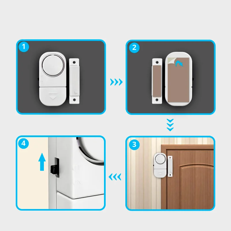 1/3/6 Uds Sensor inalámbrico de ventana de puerta Sensor de puerta magnético de apertura independiente 90db alerta de alarma de seguridad independiente