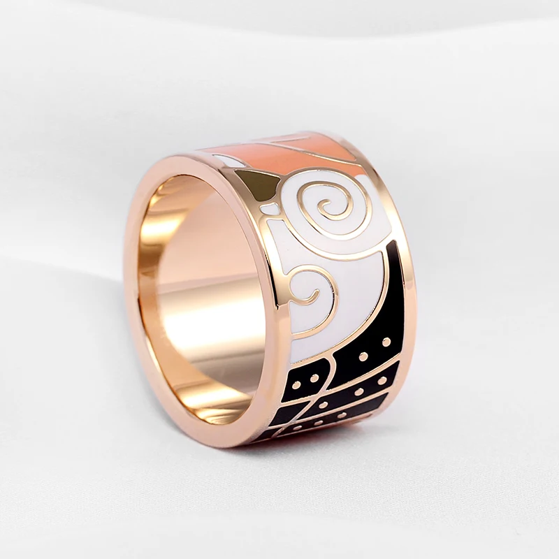 RX Recommend Hot Style Boho Classic Stainless Steel Wholesale Jewelry Enamel Ring For Women Party Popular Gift