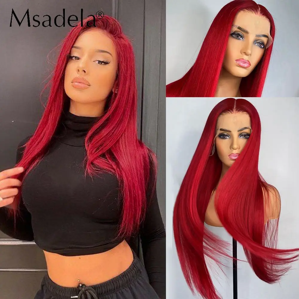 Straight Red 28 Inch Synthetic Honey Blonde Color 613 Lace Front Wig Drag Queen Ginger Pink Cosplay Wigs For Women Pre Plucked