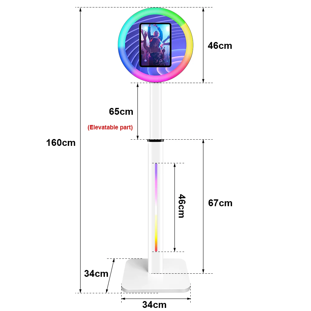 Adjustable Photo Booth For 11inch Pro iPad Selfie Photo Booth with 2 Panels For Party Weddings Events Photobooth
