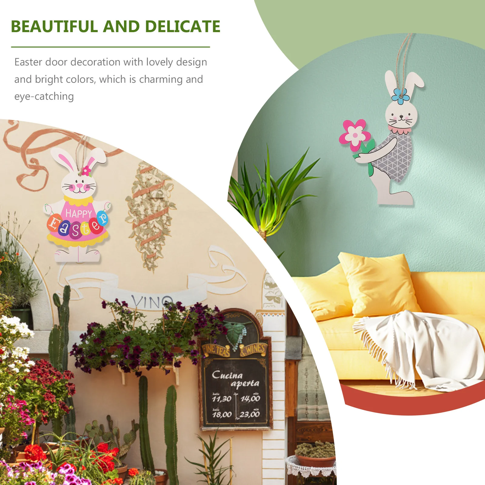 

9 Pcs Door Hanging Decor Hanger Sign Decoration Front Porch Ornament Outdoor Wall Plaque