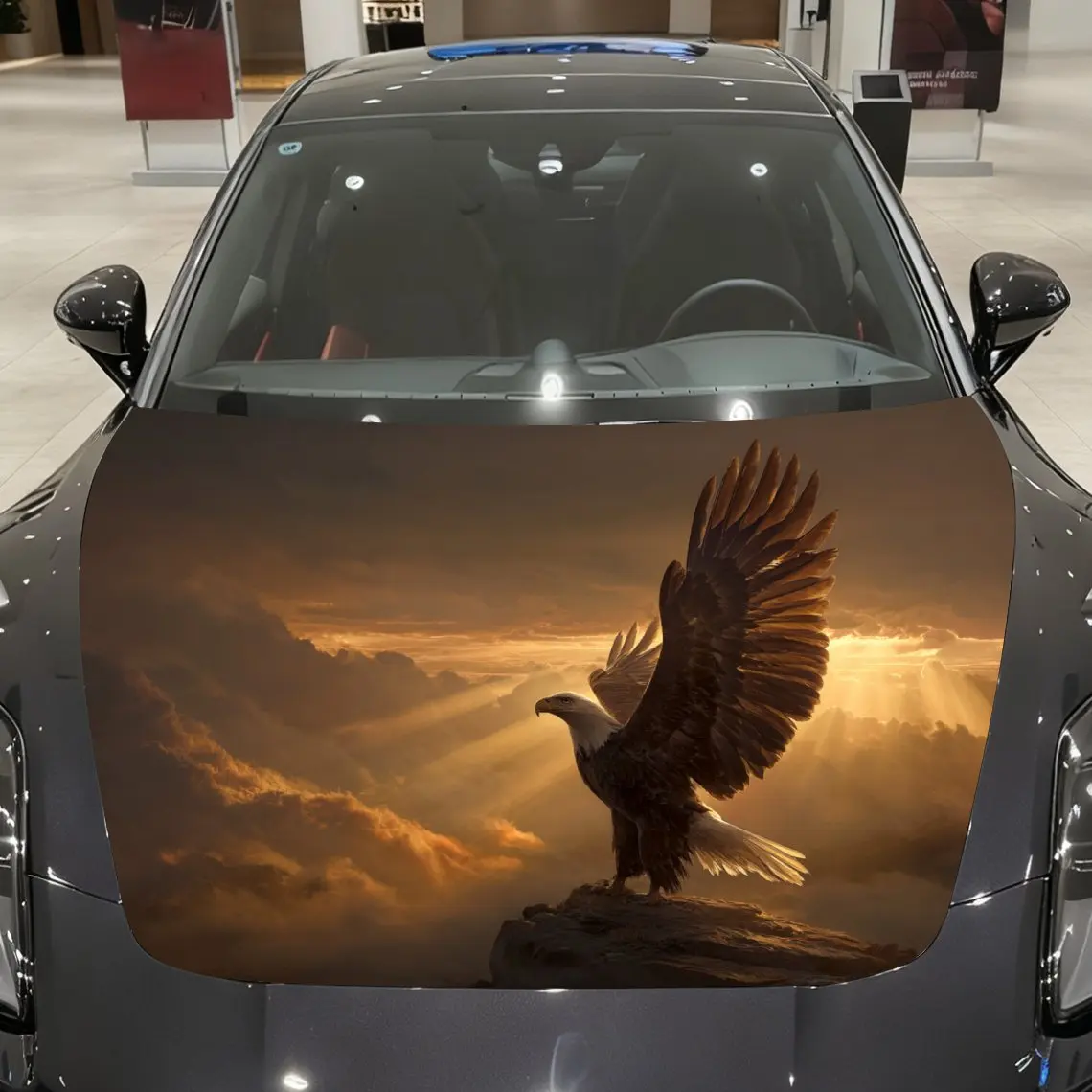 

Sun God Eagle Car Hood Wrap - Self-Adhesive Vinyl Sticker For Trucks, Durable & Wear-Resistant, Decorative Bonnet Graphics, Auto
