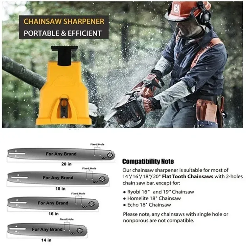 Chainsaw Teeth Sharpener Portable Sharpen Chain Saw Bar-Mount Fast Grinding Sharpening Chainsaw Chain Woodworking Tools