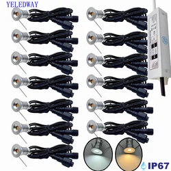 Mini oświetlenie pokładowe LED IP67 wodoodporne 15mm schody ogrodowe pod ziemią żarówka lampa 12V zewnętrzne schody oświetlenie krajobrazu AC220V 110V