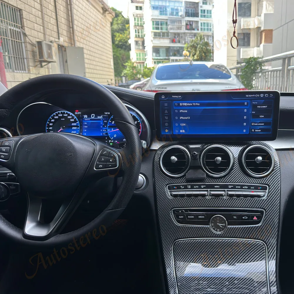 Android 14 12.3''Qualcomm For Mercedes Benz C W205 GLC 2015-2019 Car Multimedia Player GPS Navigation Car Radio Screen Head Unit