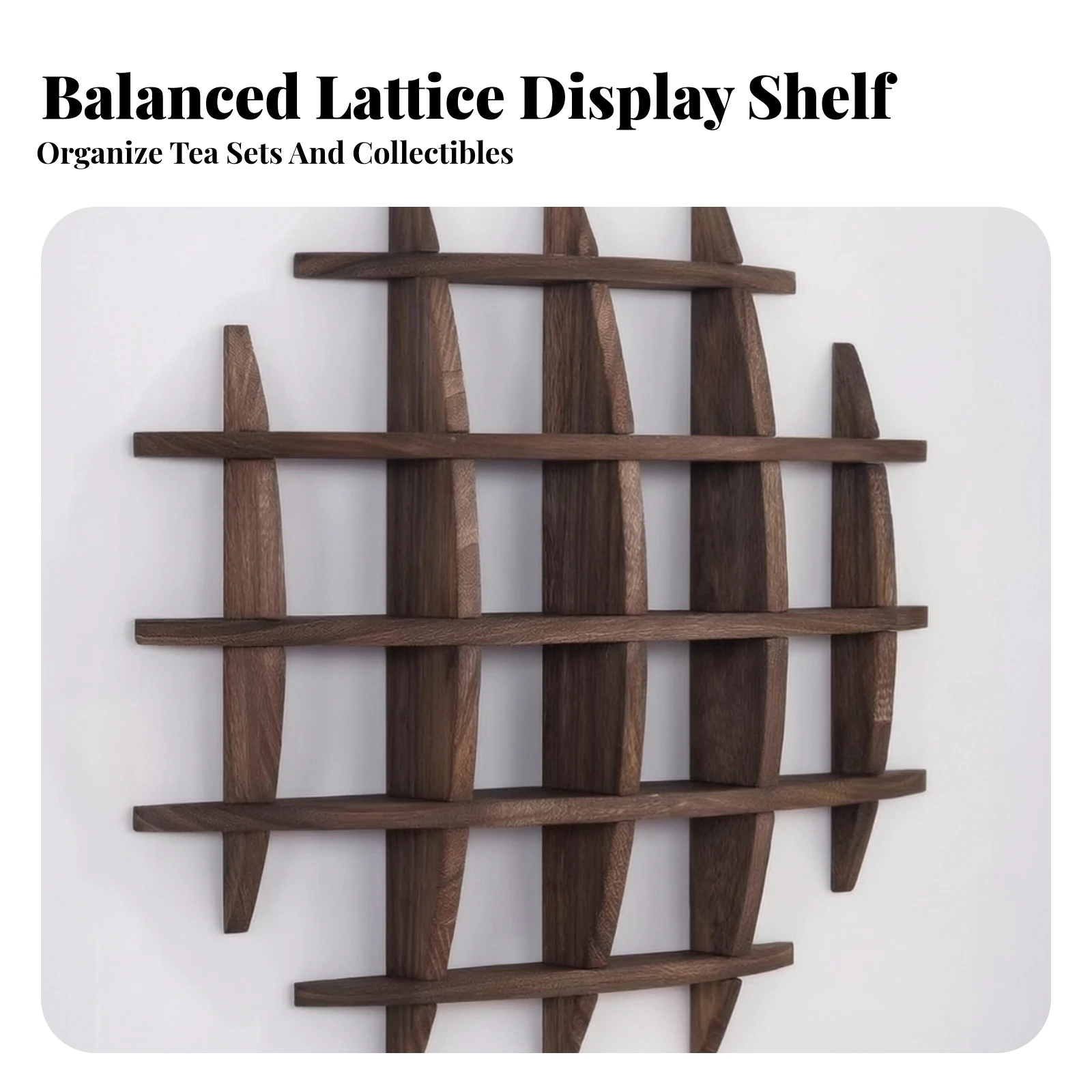 Paulownia Wood Wall Display Rack Minimalist Wall-Mounted Tea Ware Display Rack Easy to Install Smooth Finish for Living Rooms