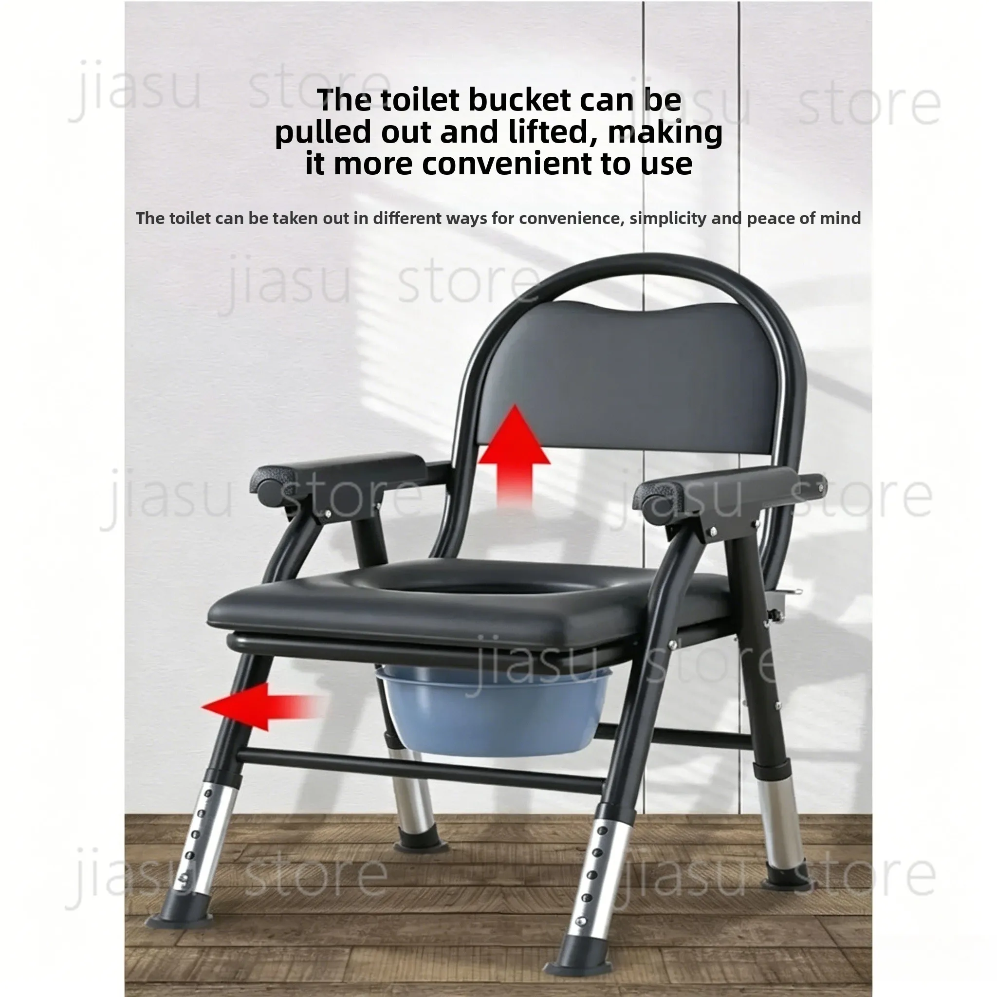Elderly toilet chair bold reinforcement folding toilet stool medical portable mobile toilet