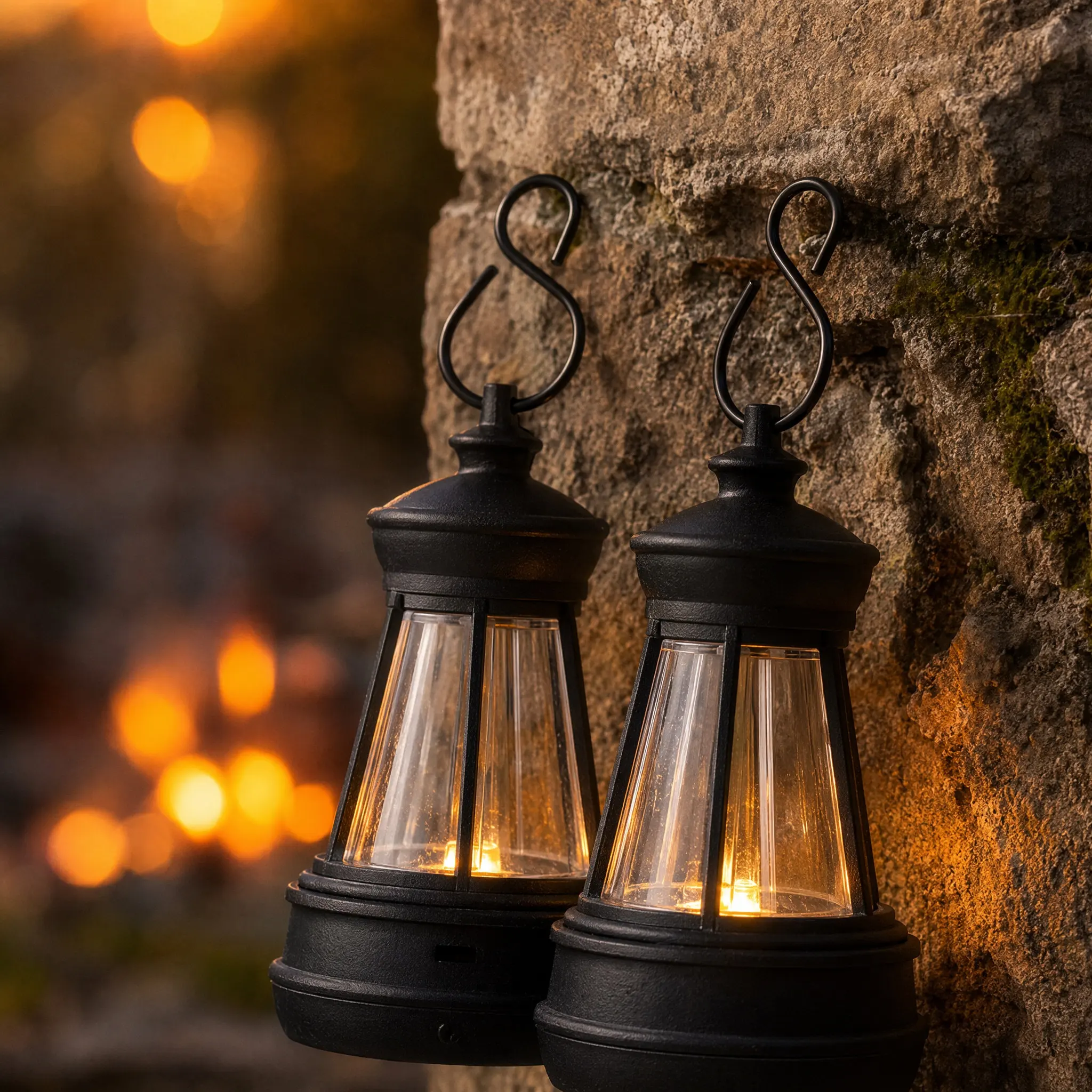 Solar Pet Statue Lights 2 Pack Mini Hanging Garden Lanterns Black Replacement Lamps for Outdoor Decor