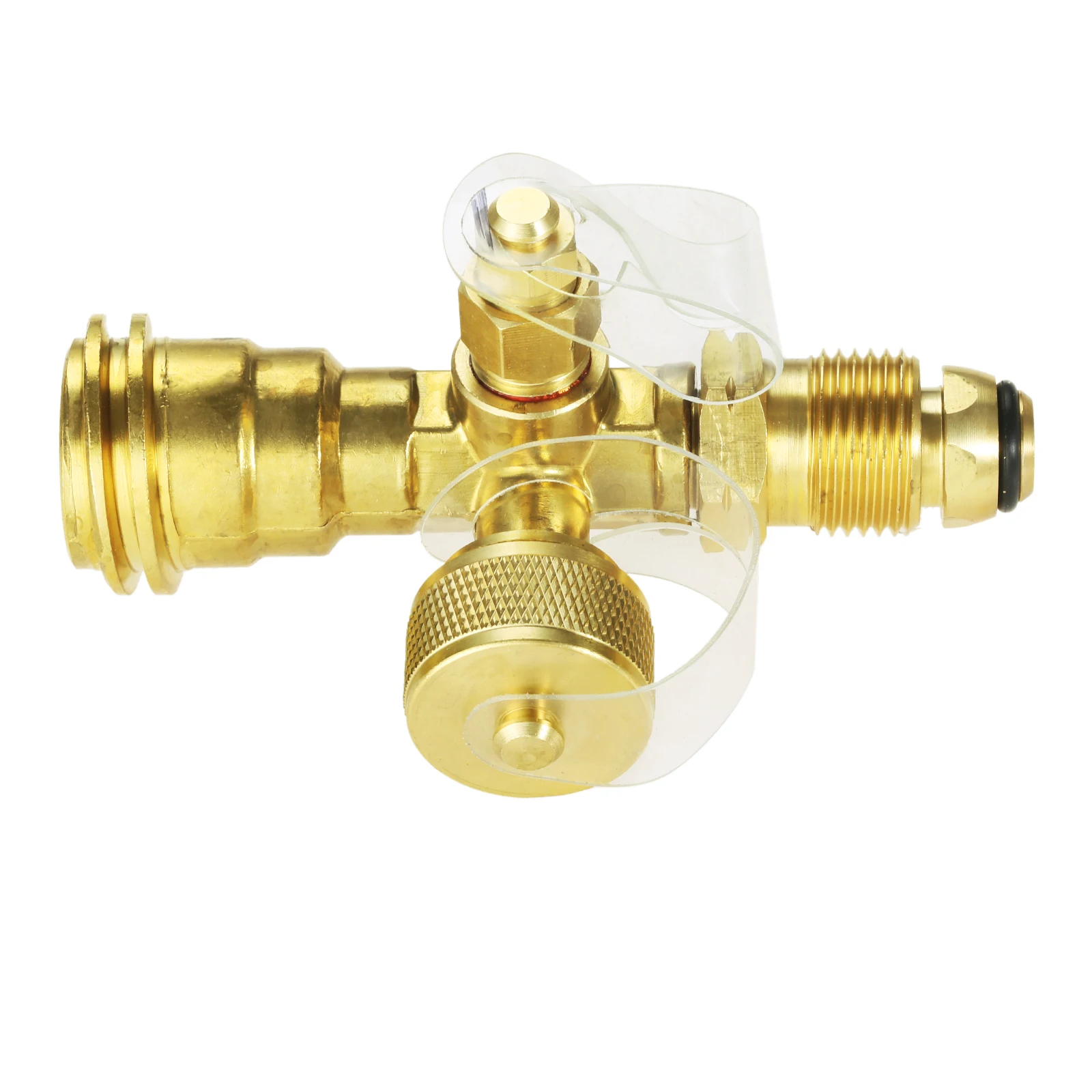 4 Port Propane Tee Adapter Propane Cylinder Brass Adapter Fitting for Motorhomes Tank RV Camping Female POL and Male ACME Thread