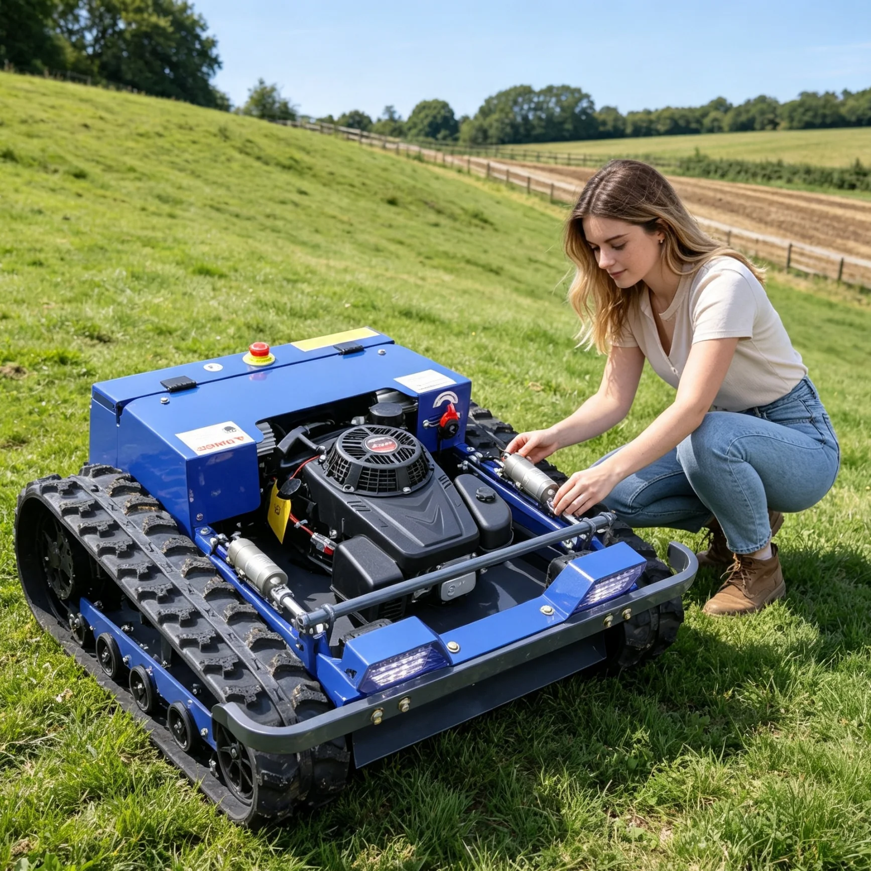 Customized Remote Control Lawn Mower, self-adaptive mowing for undulating sloped ground in detached gardens