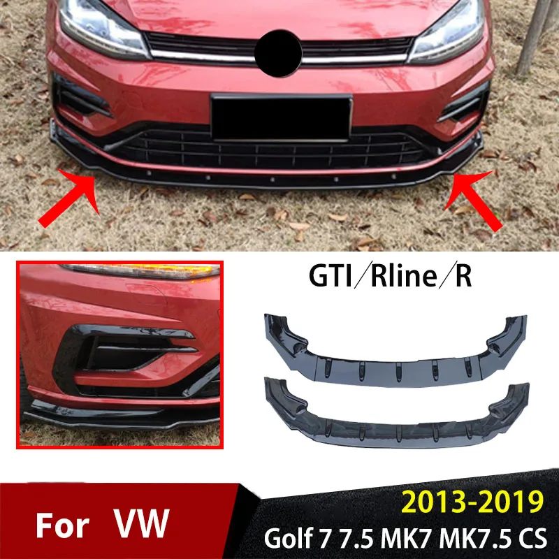 

Front Bumper Lip Spoiler Splitter CS Style For Volkswagen Golf 7 7.5 R GTI R-Line 2013 To 2019 Front Lip Chin Auto Body Kits
