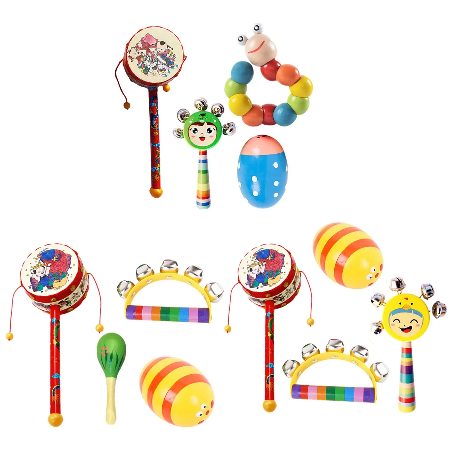 4Pcs Wooden Toys Percussion Set Preschool Early Education Music Toy Montessori Musical Toys for Newborn Holiday 3-6 Months Baby