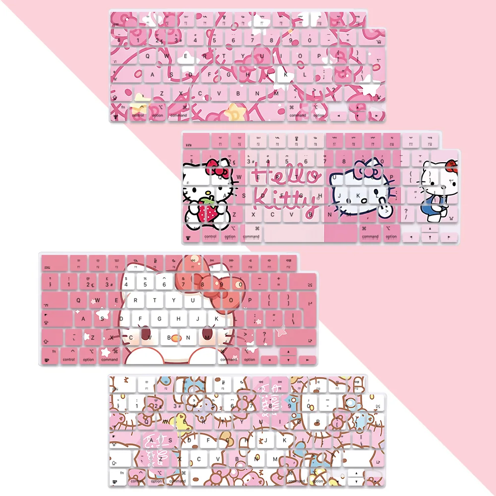 Schattige Hellos Kitty Eu Lay-Out Zachte Siliconen Toetsenbordhoes Voor Macbook Pro 14 M2 M3 A2442 A2485 A2779 A2780 A2991 Air M2 M3 A2681