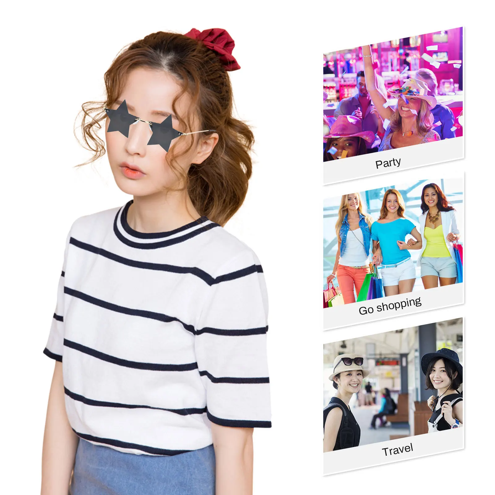 

1 Pair Shaped Unisex Sunglasses Sunglasses Fashion Unisex Eyewear For Party Travel Photography Props Rimless Sun Glasses