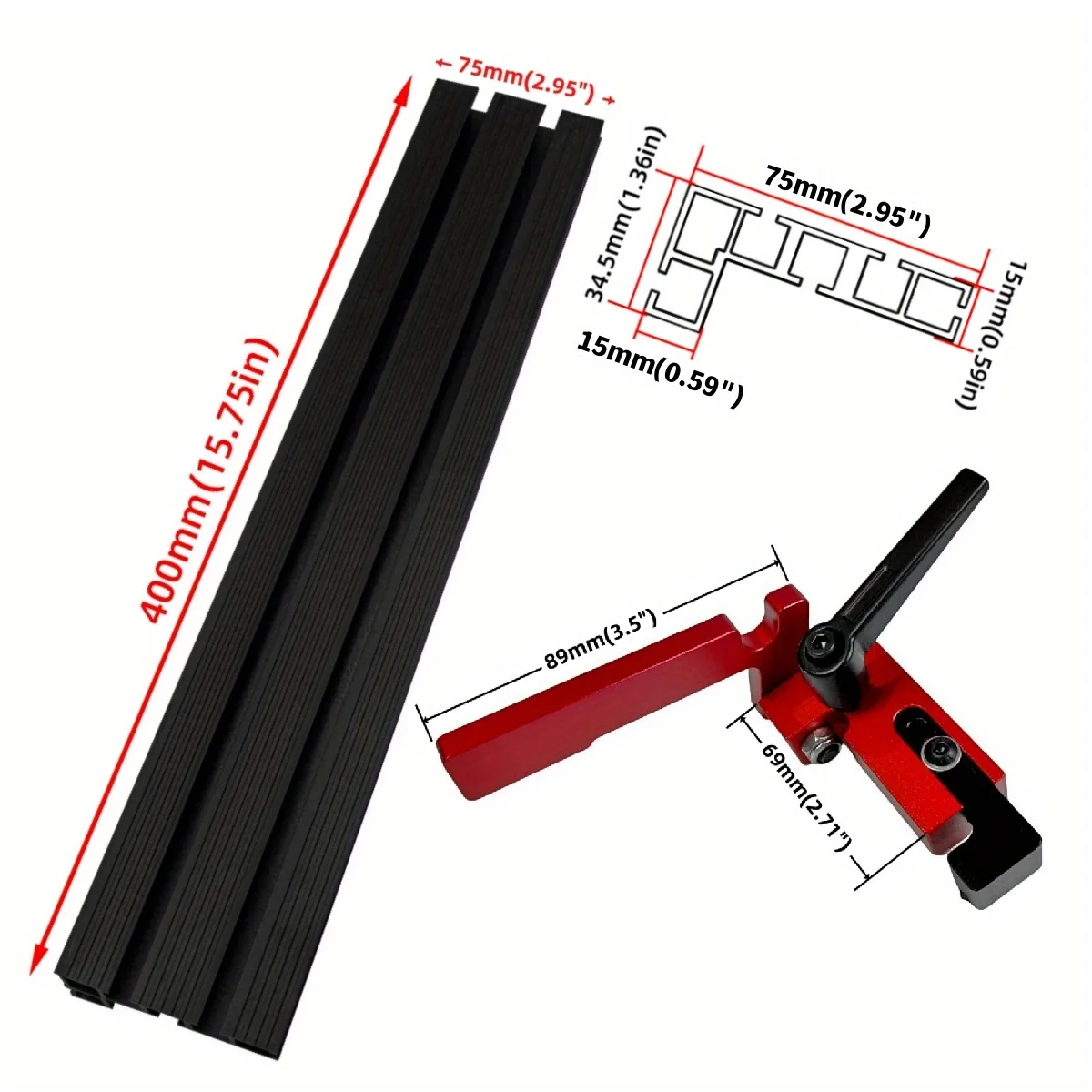 Slide Rail Aluminum Alloy Block Chute Limiter DIY Tools, Miter Track Stopper Mulit-Slot Fence Sliding Limiter Locator