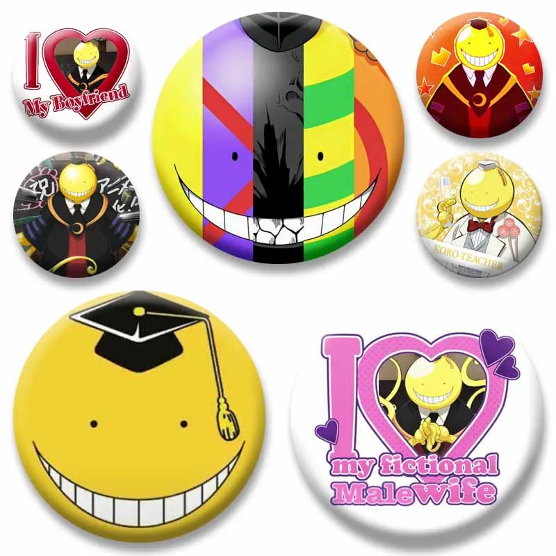 Anime Assassination Classroom Koro Sensei Enamel Pins Funny Cartoon Face Meme Brooch Handmade Snap-in Badges on Bag Jewelry Gift