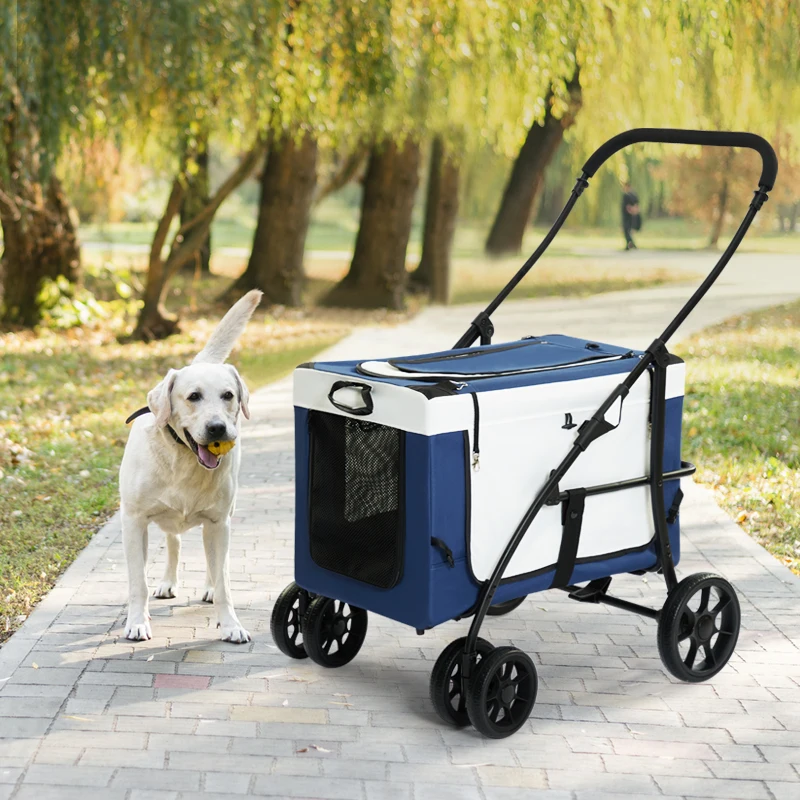 

Large Pet Dog Stroller Pet Jogger Wagon Foldable Dog Cart with 4 Wheels Breathable Animal Stroller