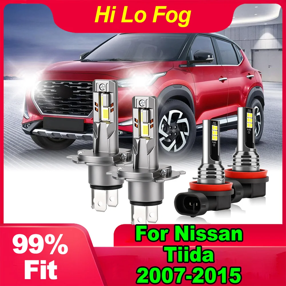 

For Nissan Tiida 2007-2015 2013 2014 2015 H4 High/Low Beam LED Headlight Bulbs Super Bright 6000K White H11 Auto Fog Lights