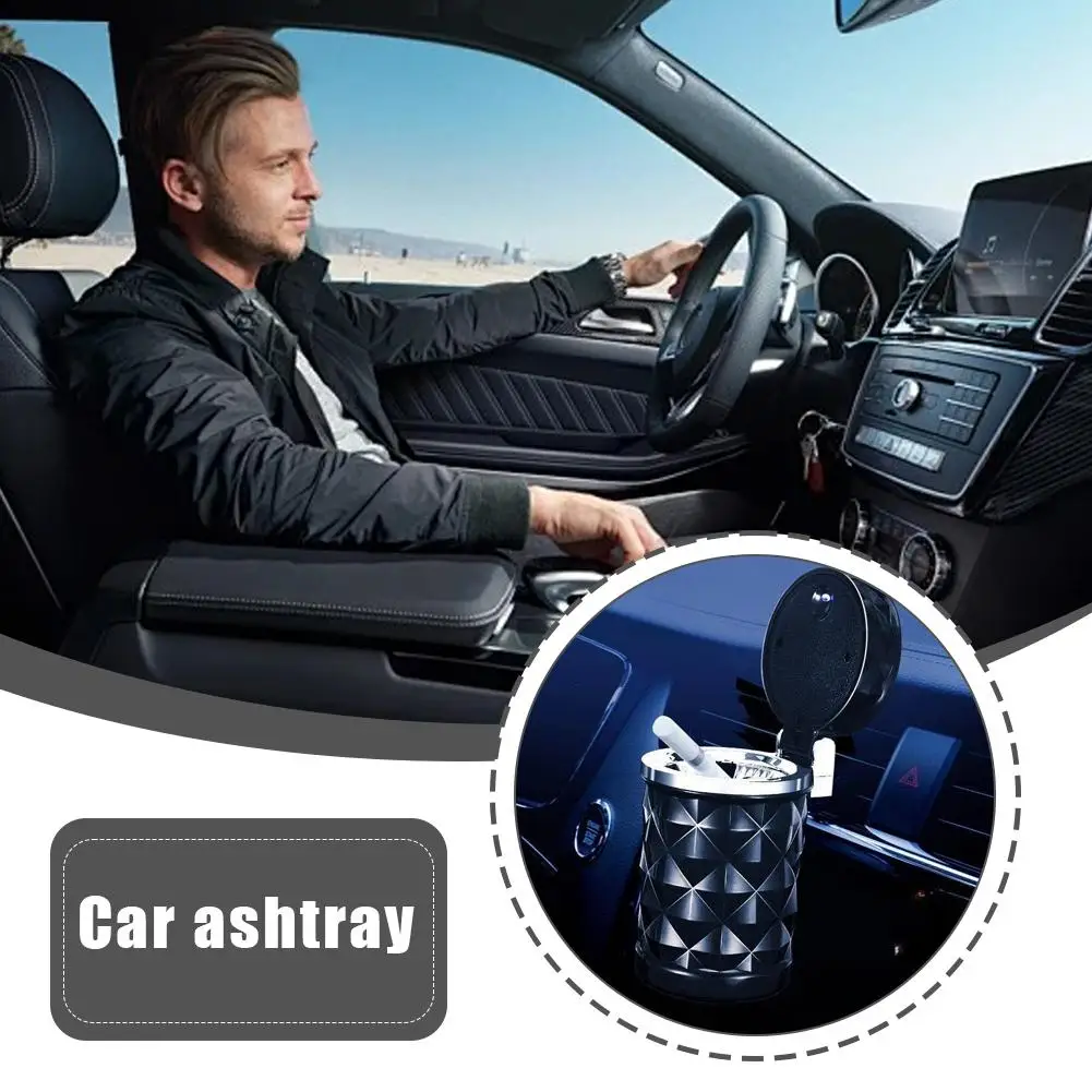 

Universal Car Ashtray With LED Light Portable Auto Flame Retardant Light Accessories Alloy Ashtray Automobile Interior Fash K2X2