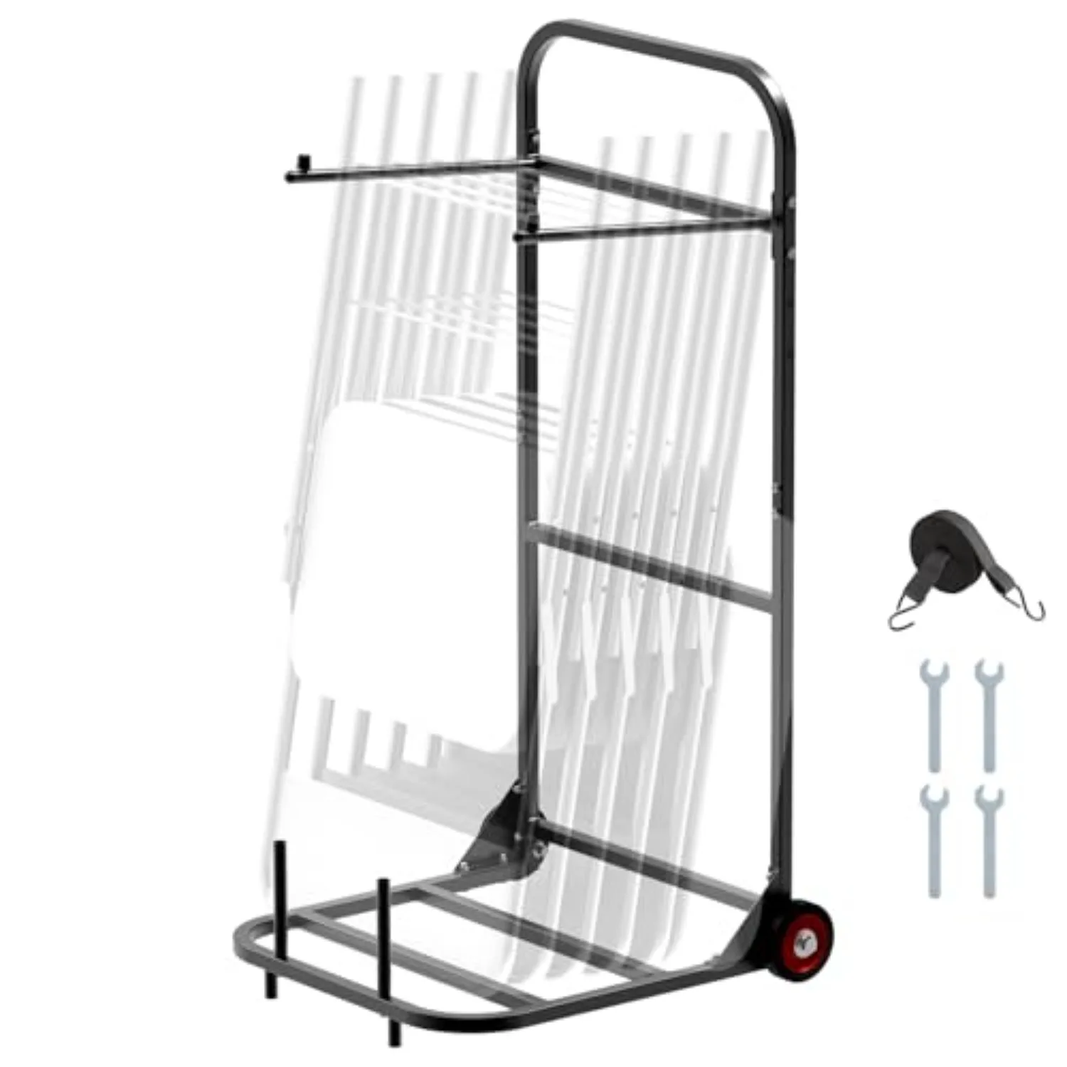 Folding Chair Rack, 100 LBS Capacity, Heavy-Duty Chair Cart for Hanging 10 Chairs, Multi-Function Metal Chair Storage